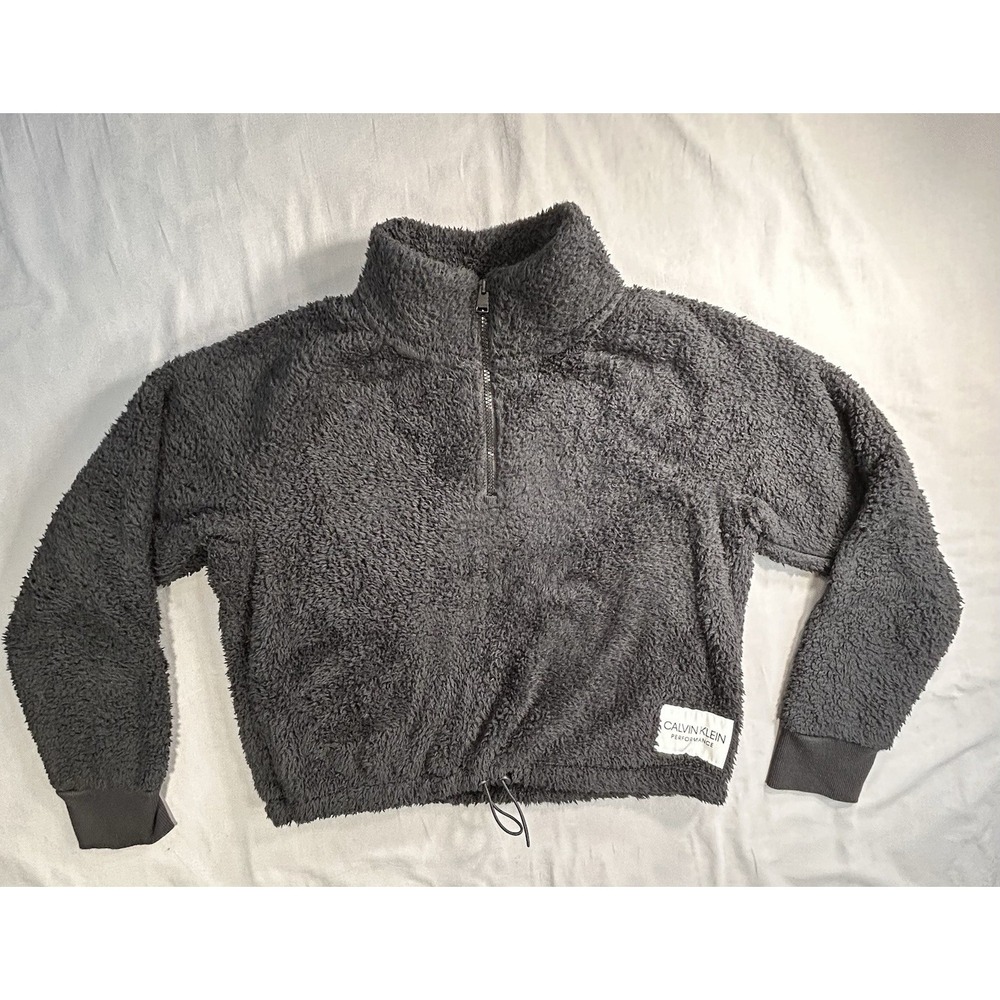 Calvin Klein Performance Sherpa Fleece Black Cropped Women's‎  Size Medium